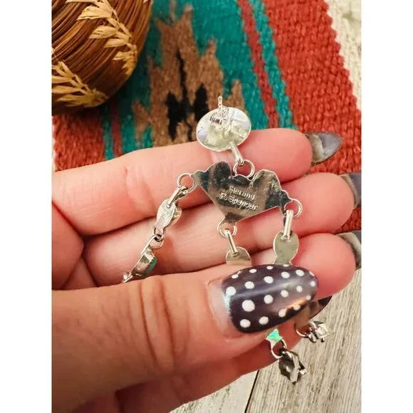 Handcrafted Turquoise & Sterling Silver Chandelier Dangle Earrings